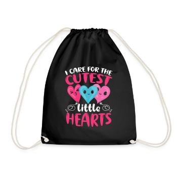 I Care For The Cutest Little Hearts - Drawstring Bag - black - Front