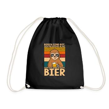 Rosen Sind Rot Ich Meistens Blau Gedicht Bier - Turnbeutel - Schwarz - Vorne