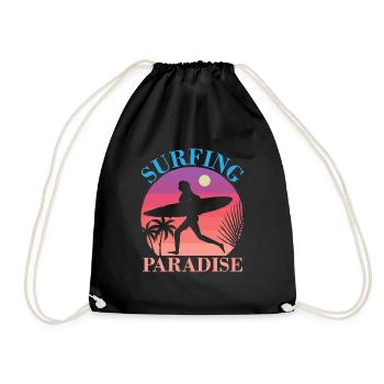 Surfing paradise - Drawstring Bag - black - Front