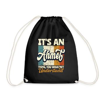Nom Ahmet Cadeau Prénom Personnalisé - Sac de sport léger - noir - Devant
