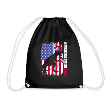 Dinosaur July 4 US Amerisaurus T Rex America - Drawstring Bag - black - Front