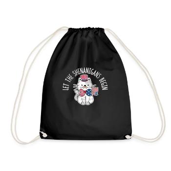 Let the Shenanigans start happy - Drawstring Bag - black - Front
