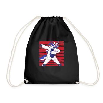 Dab Unicorn July 4 patriotic Americans - Drawstring Bag - black - Front