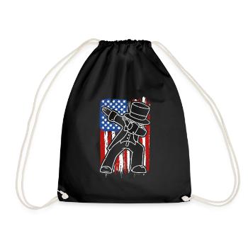 Dabbing American July 4th Funny Dab Dance Pose US - Drawstring Bag - black - Front