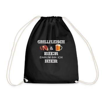 Grillen und Camper Geschenkidee - Turnbeutel - Schwarz - Vorne