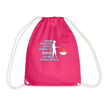 Grillen und Camper Geschenkidee - Turnbeutel - Fuchsia - Vorne