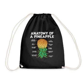 Anatomy Of A Pineapple Funny Upside Down Pineapple - Drawstring Bag - black - Front