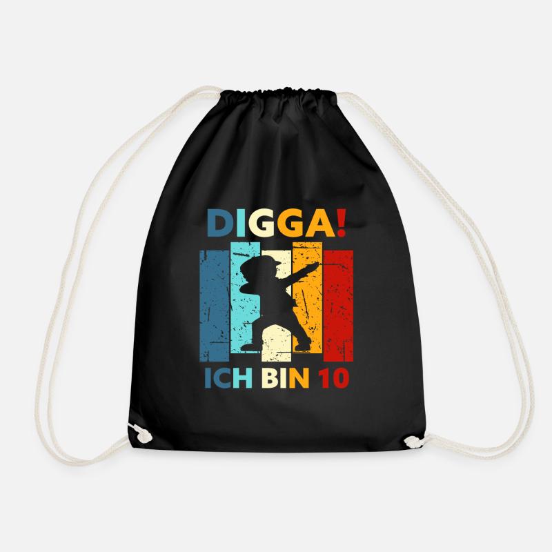 10 Geschenk 10. Geburtstag Geburtstagsgeschenk - Turnbeutel - Schwarz
