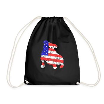 American Bulldog 4th of July Dog Lover - Drawstring Bag - black - Front