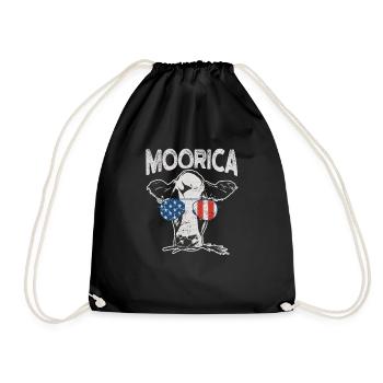 Cow July 4 Moorica Merica Patriotic Cows USA - Drawstring Bag - black - Front