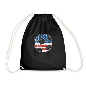 Football American Flag 4th of July US Sports - Drawstring Bag - black - Front