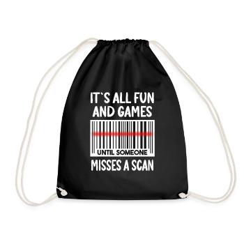 Funny Postal Worker Barcode Quote - Drawstring Bag - black - Front