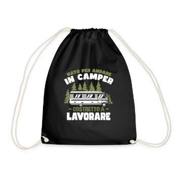 Born to go in a motorhome | Camper - Drawstring Bag - black - Front