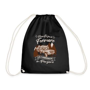 Camper | Camping Inn | Campsite - Drawstring Bag - black - Front