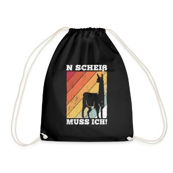N Scheiß Muss Ich! Lama Sonnenbrille Spruch Faulpe - Turnbeutel - Schwarz - Vorne