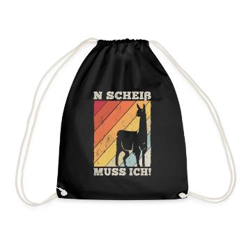 N Scheiß Muss Ich! Lama Sonnenbrille Spruch Rebell - Turnbeutel - Schwarz - Vorne