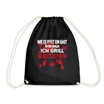 Grillen und Camper Geschenkidee - Turnbeutel - Schwarz - Vorne