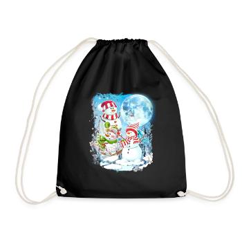 3 Moon Bonhomme de neige Drôle de saison de Noël Cool Père Noël - Sac de sport léger - noir - Devant