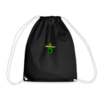 Mexikanische Avocado mit Sombrero - Turnbeutel - Schwarz - Vorne