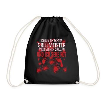 Grillen und Camper Geschenkidee - Turnbeutel - Schwarz - Vorne