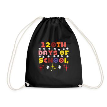 120th Days Of School, 100 day of school - Drawstring Bag - black - Front