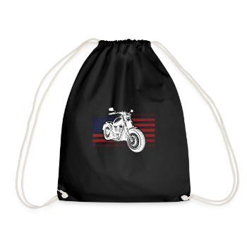 Patriotic Motorcycle Vintage American US - Drawstring Bag - black - Front