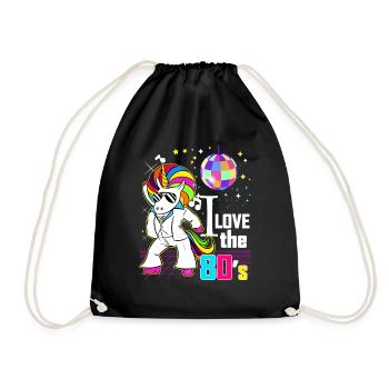 Unicorn Cup Afro Retro Jahrgang 80 - Turnbeutel - Schwarz - Vorne