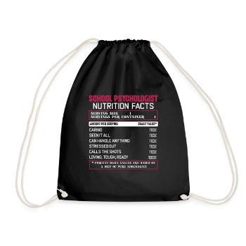 School Psychologist Nutrition Facts - Drawstring Bag - black - Front