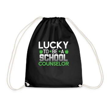 School Counselor Lucky To Be A School Counselor - Drawstring Bag - black - Front