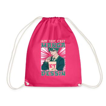 My thing is manga and drawing - Drawstring Bag - fuchsia - Front