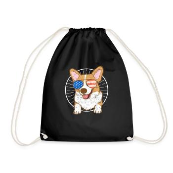 Corgi 4. Juli amerikanische Flagge Sonnenbrille - Turnbeutel - Schwarz - Vorne