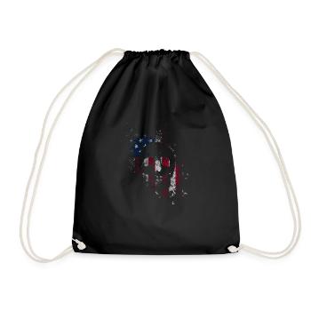 Skull Drapeau américain 4 juillet Patriotique - Sac de sport léger - noir - Devant