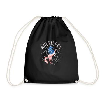 Americorn Einhorn 4. Juli US Patriotisch Mericorn - Turnbeutel - Schwarz - Vorne