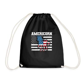 Americorn Unicorn July 4 US Patriotic Mericorn - Drawstring Bag - black - Front