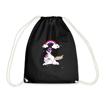 Chat 4 juillet Patriotic Caticorn Licorne Meowica - Sac de sport léger - noir - Devant