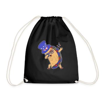 Dab Taco July 4 American Flag USA - Drawstring Bag - black - Front