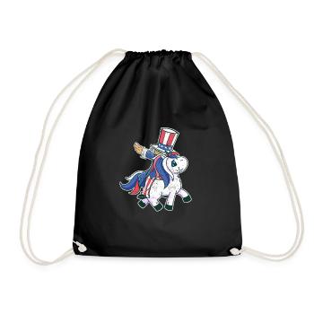 Riding Unicorn Lovers July 4 Mericorn patriot - Drawstring Bag - black - Front