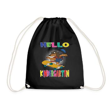 Hello Kindergarten Skateboarding Dog - Drawstring Bag - black - Front