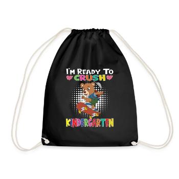 I'm Ready To Crush Kindergarten Skateboarding Bear - Drawstring Bag - black - Front