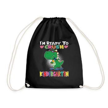 I'm Ready To Crush Kindergarten Skateboarding Dino - Drawstring Bag - black - Front