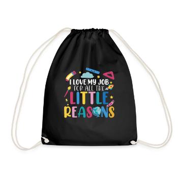 Cute Teaching Teacher Kindergarten Pre-K - Drawstring Bag - black - Front