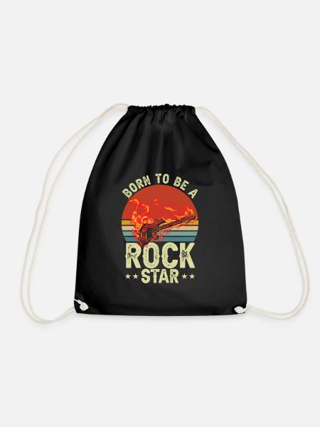 Born To Be A Rock Star | Guitar Retro | Guitarist - Drawstring Bag - black
