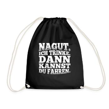 Party Trinken Autofahren lustger Spruch Mitarbeite - Turnbeutel - Schwarz - Vorne