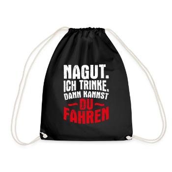 Party Trinken Autofahren lustger Spruch Mitarbeite - Turnbeutel - Schwarz - Vorne
