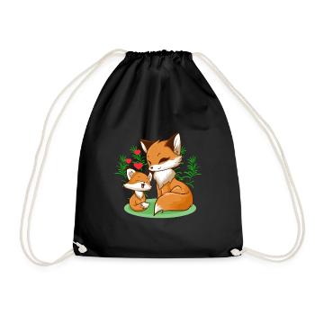 Fox Mama Baby - Drawstring Bag - black - Front