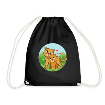 Lion Mama Baby - Drawstring Bag - black - Front