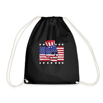Crâne 4 juillet Drapeau américain patriotique - Sac de sport léger - noir - Devant