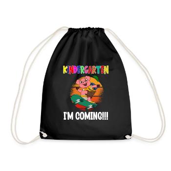 Kindergarten I'm Coming Pig Skateboarding - Drawstring Bag - black - Front