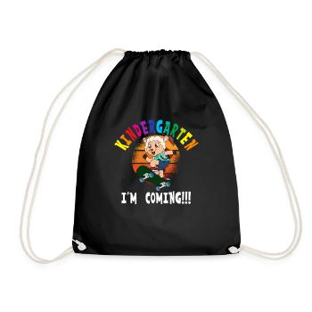 Kindergarten I'm Coming Sheep Skateboarding - Drawstring Bag - black - Front