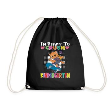 Skateboarding Cat I'm Ready To Crush Kindergarten - Drawstring Bag - black - Front